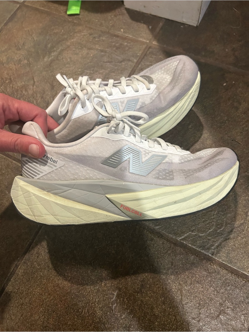 New Balance Men’s Light Gray and Pale Yellow FuelCell Running Shoes